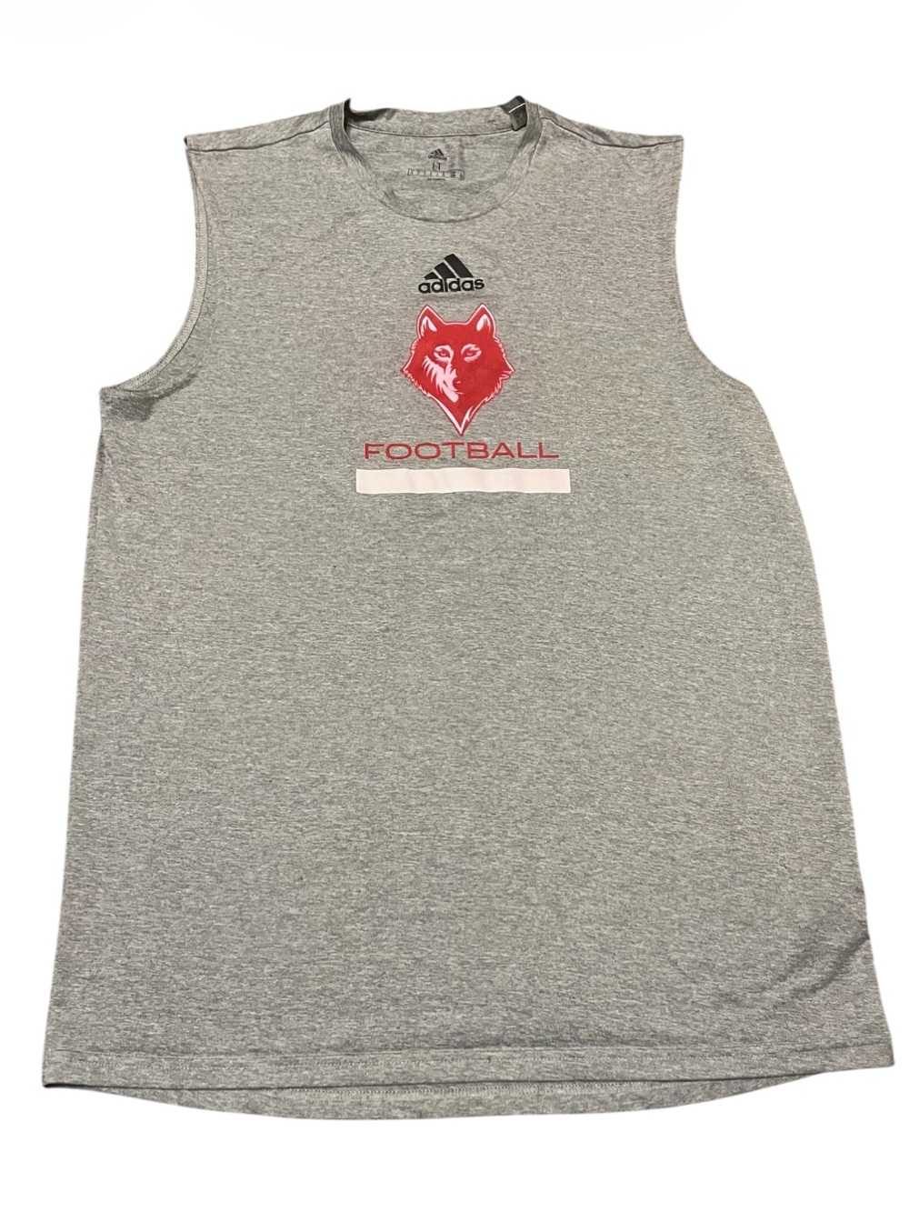 Men’s Adidas Football Sleeveless Training Shirt Large Tall Gray Red Wolf